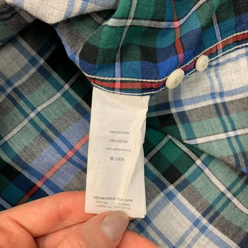 J Crew Shirt Mens S Small Multi Plaid SLIM Fit Button Down Cotton Long Sleeve